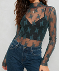Teal Mesh Lace Top