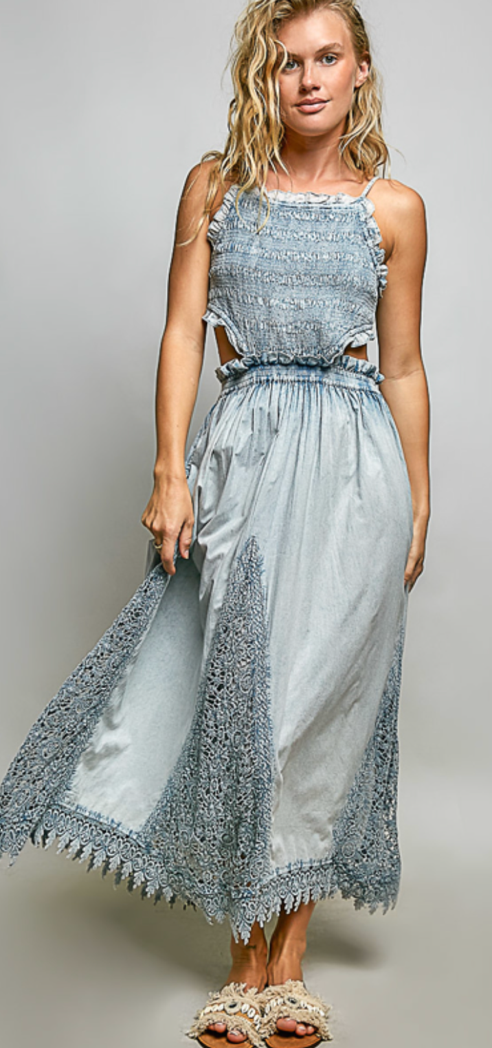 Denim Blue Open Back Dress