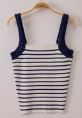 Blue Striped Knit Tank Top