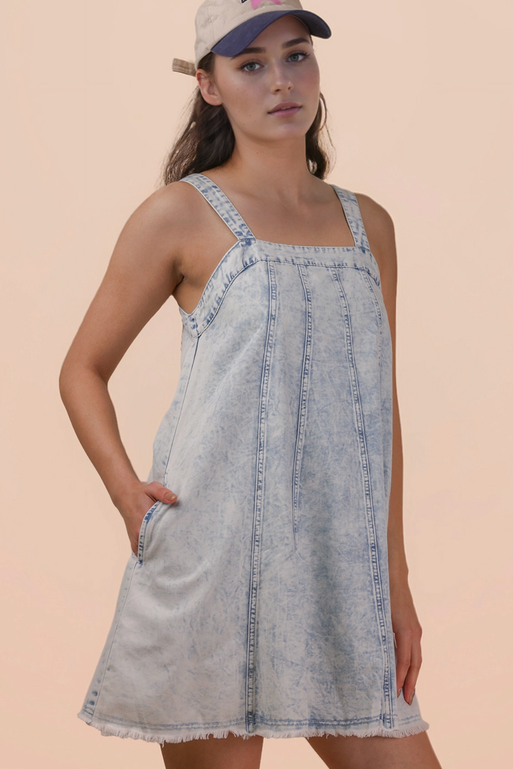 Lt Denim Dress with tie straps