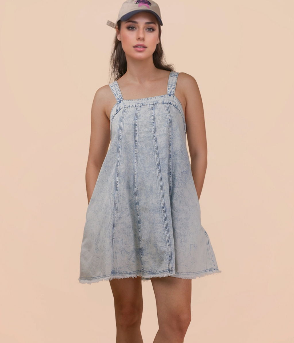 Lt Denim Dress with tie straps