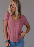 Scoop Neck Bralette Tee - Mauve