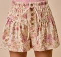 Floral Print Paperbag Shorts