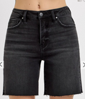 TUMMY CONTROL HIGH RISE MID LENGTH RAW CUT HEM SHORTS RDS6286