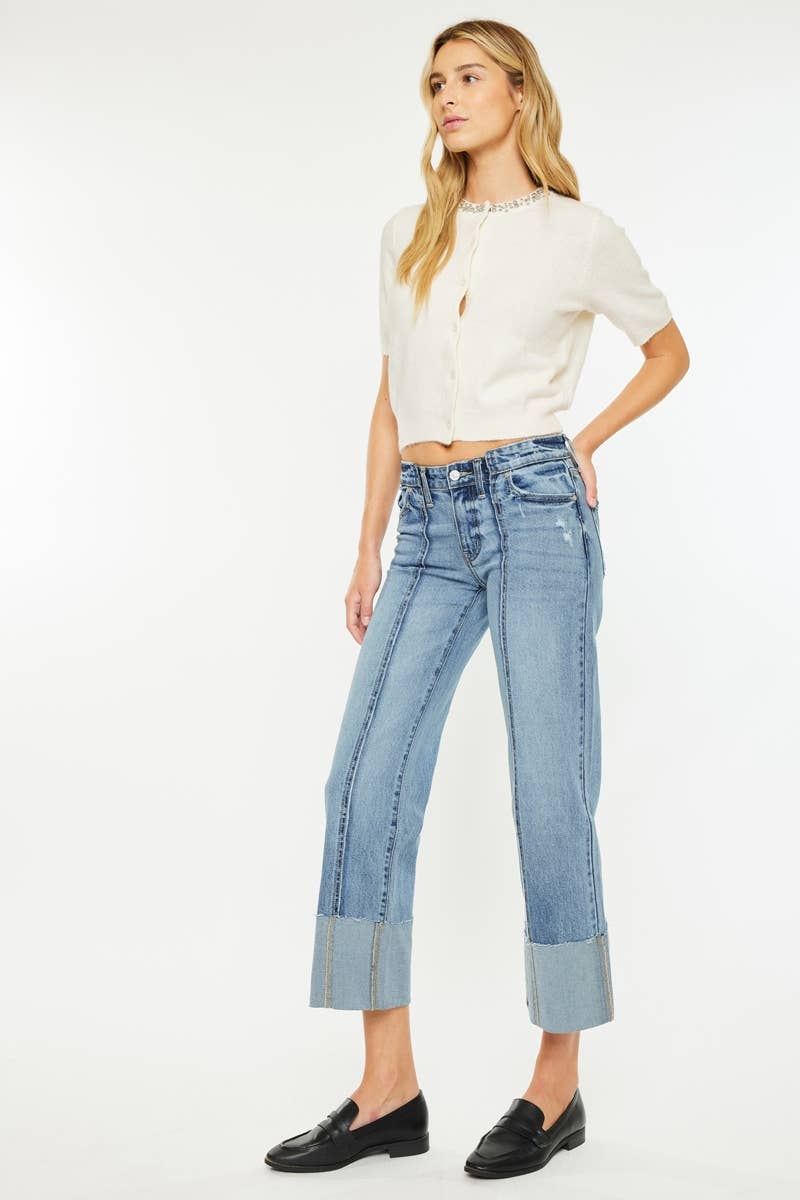 Kan Can Cropped Frey Front Seam Jeans KC2589M