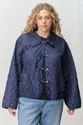 Polkadot Peter Pan Collar Jacket - Plus