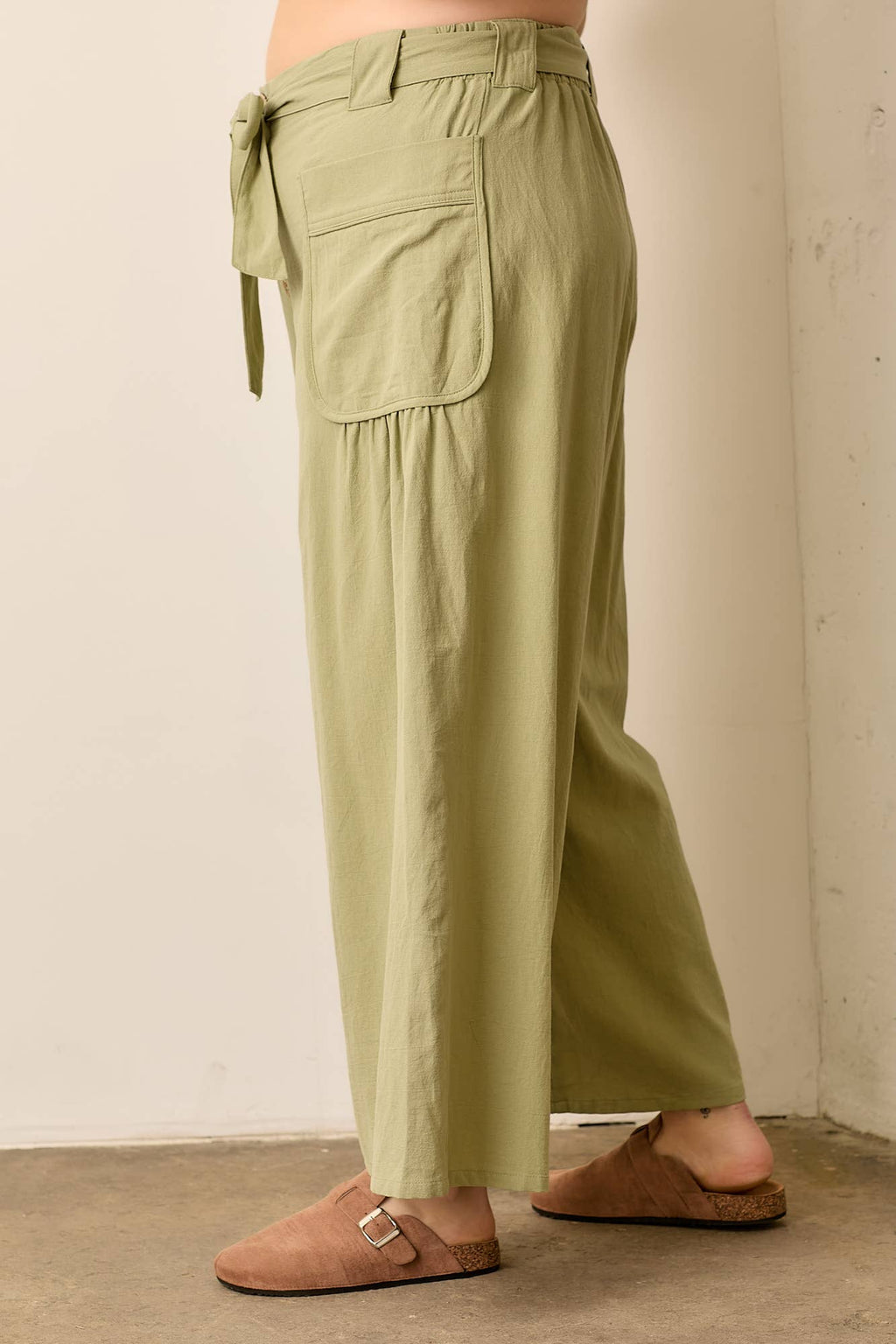 Waist Tie Pants with Pockets - Plus