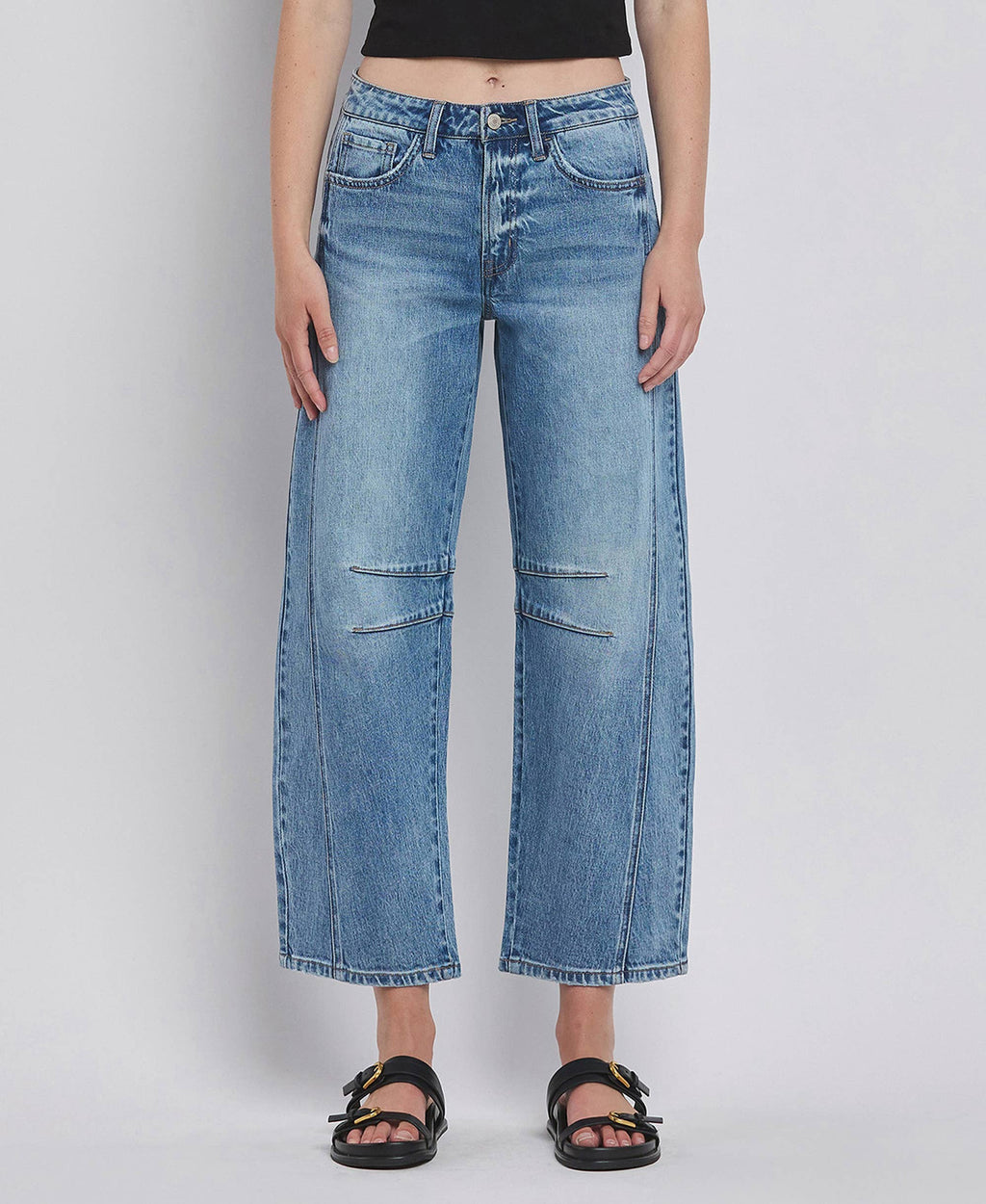 *HIGH RISE DART STRUCTURED FIT BARREL LEG JEANS JUNE 1-3