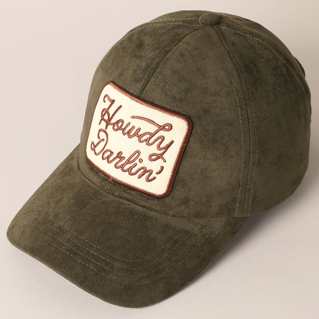Howdy Darlin Patch Suede Baseball Cap