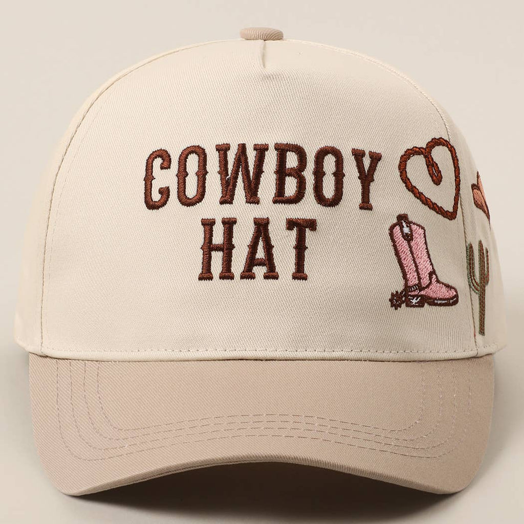 Cowboy Hat Cactus Heart Embroidery Trucker Hat