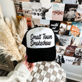 Small Town Smokeshow  Trucker Hat Black Glitter