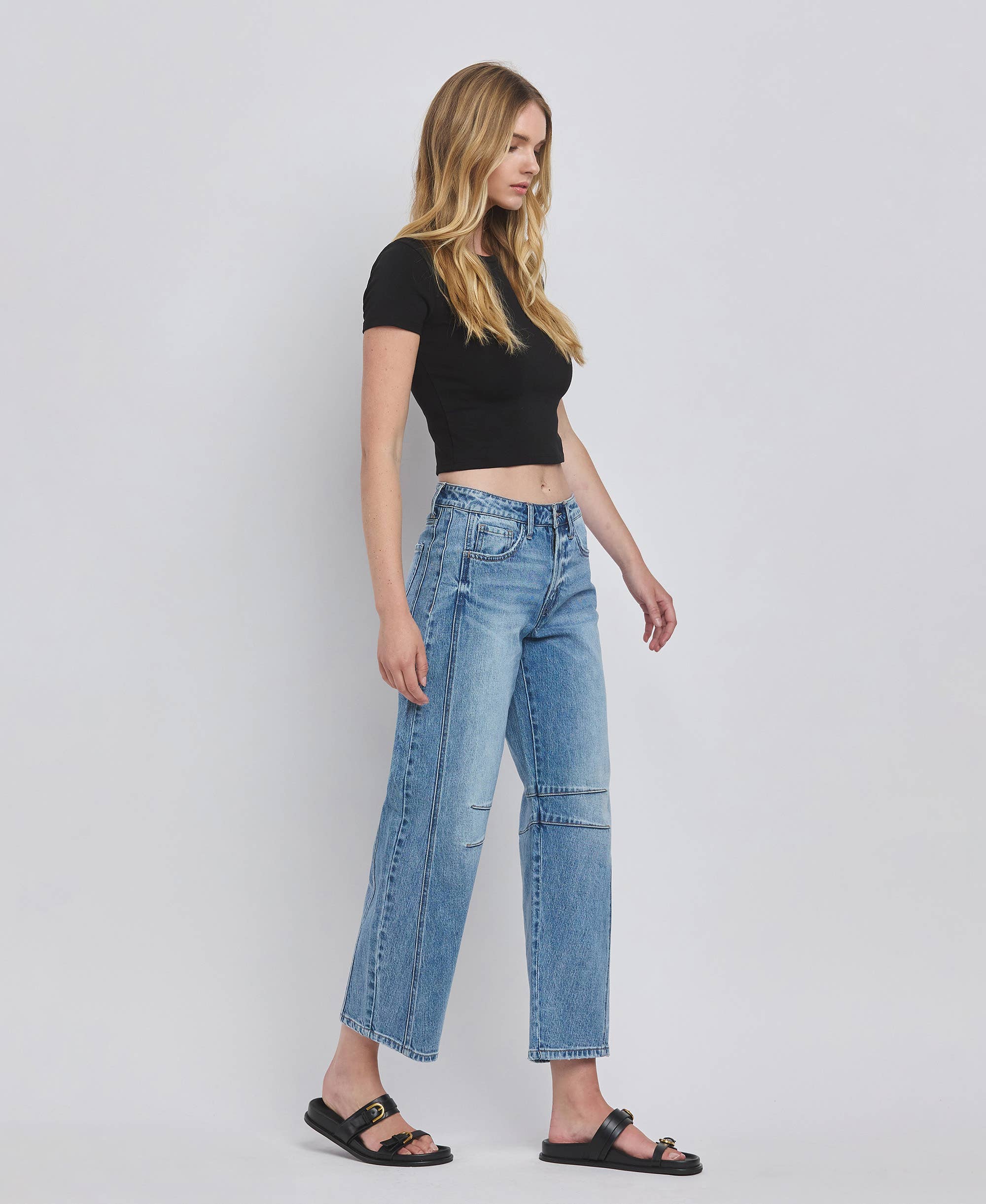 *HIGH RISE DART STRUCTURED FIT BARREL LEG JEANS JUNE 1-3