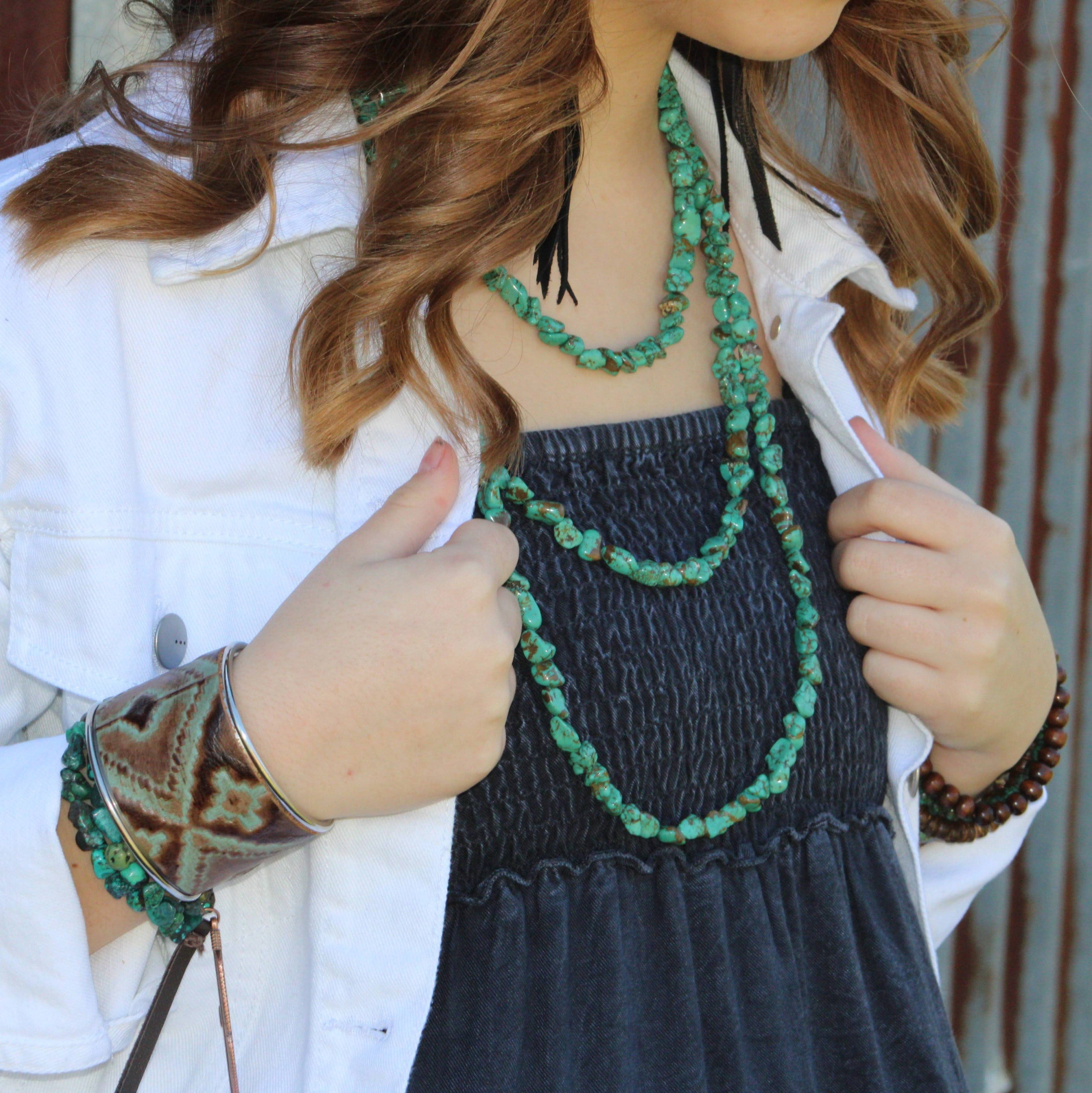 Genuine Natural Turquoise Triple Strand Necklace