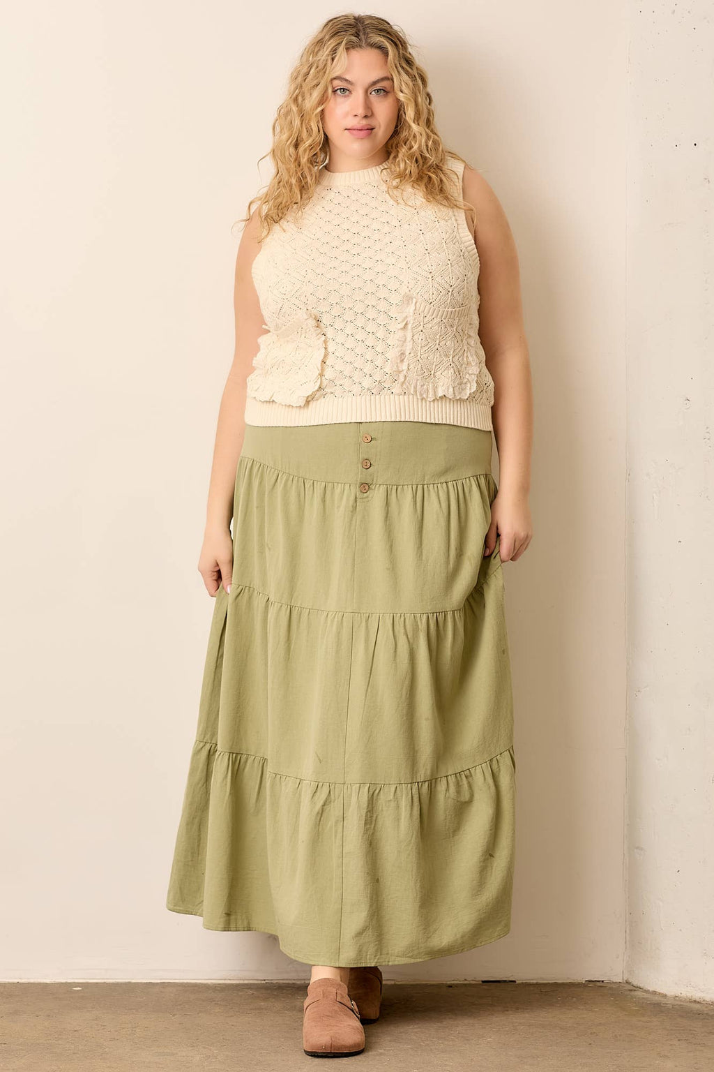 Sweater Vest with front ruffle pocket