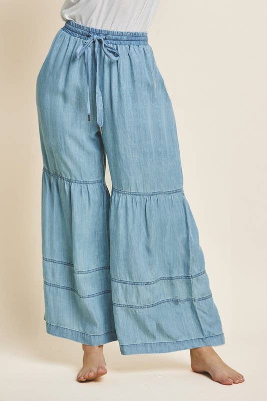 *Plus Washed Denim Tiered Wide Leg Pants APRIL 20-22