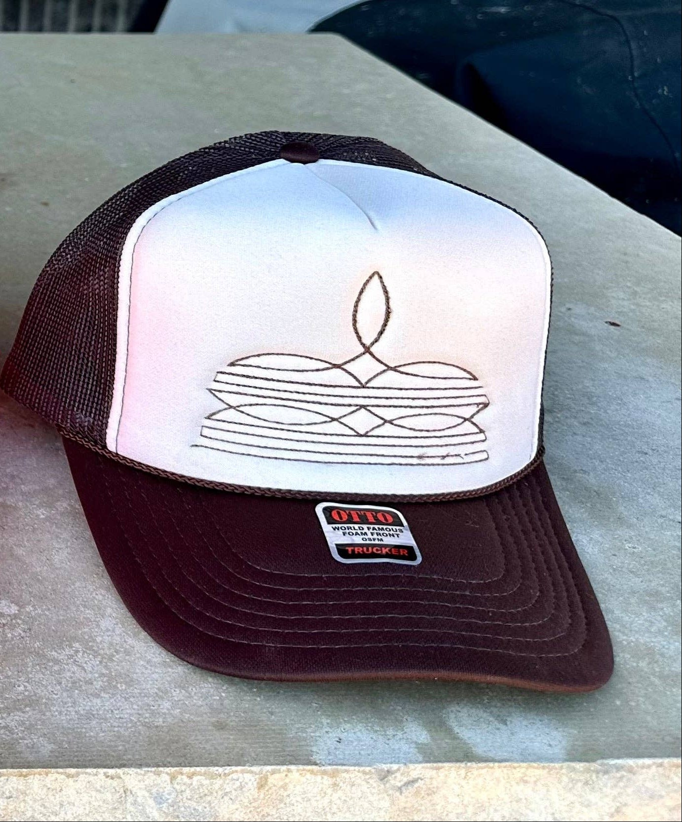 Boot Stitch Embroidered Trucker Hat