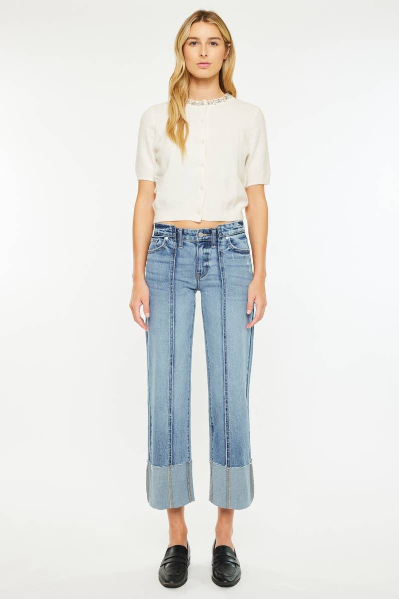 Kan Can Cropped Frey Front Seam Jeans KC2589M