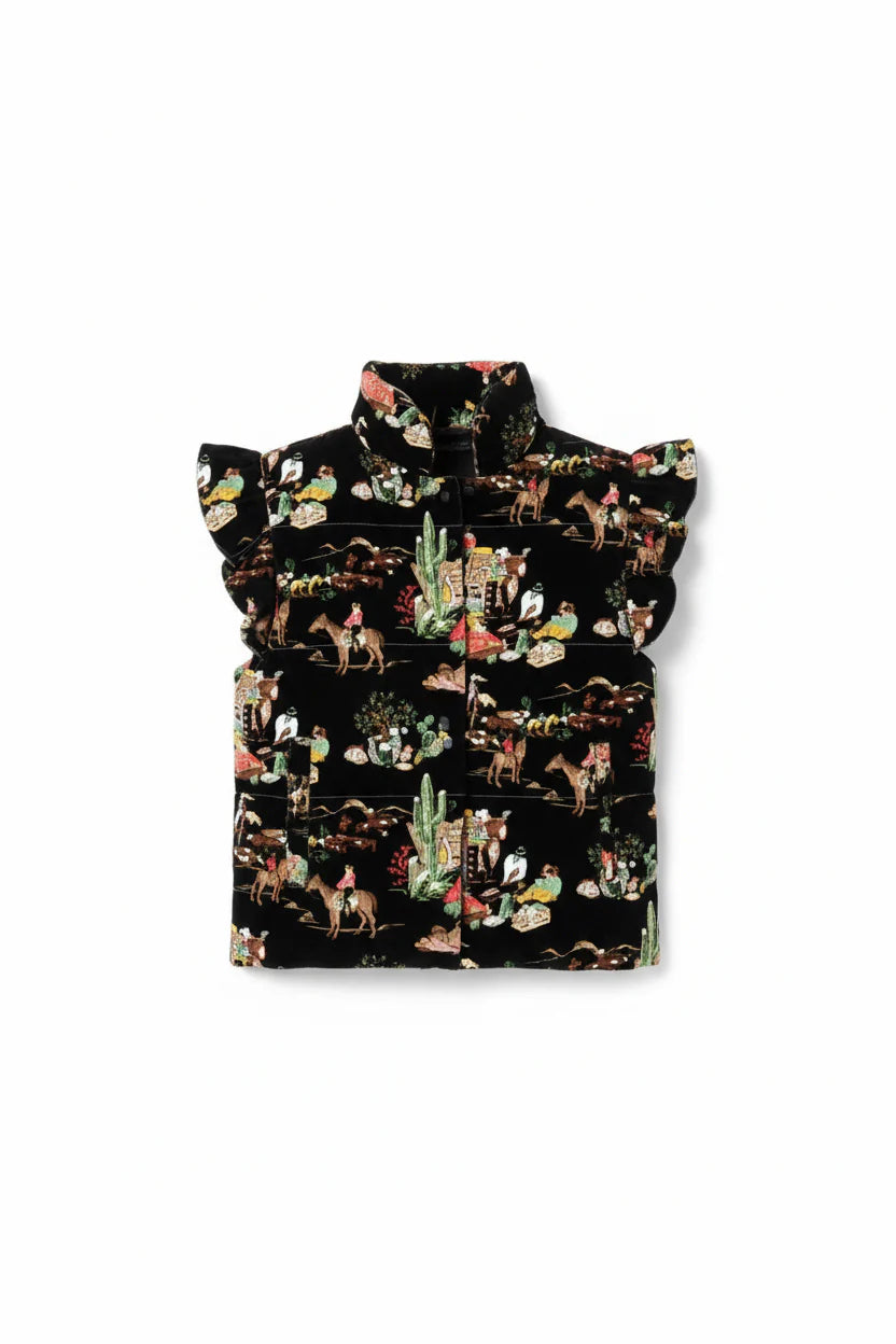 Black Desert Scape Ruffle Vest
